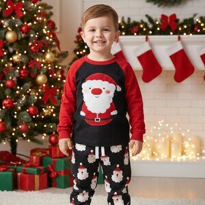 Boys' Black and Red Santa Claus Christmas Jogger Set